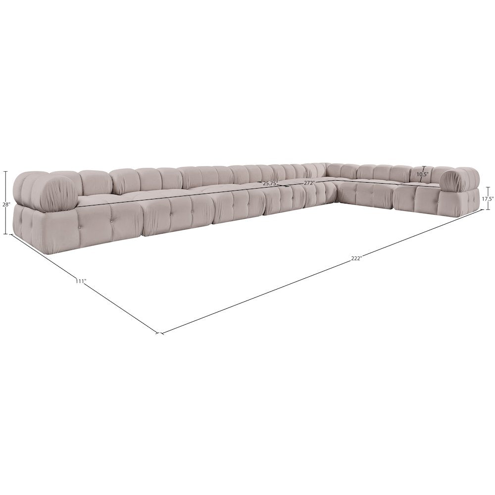Orin Beige Velvet Performance Fabric Upholstered 8 pc. Sectional