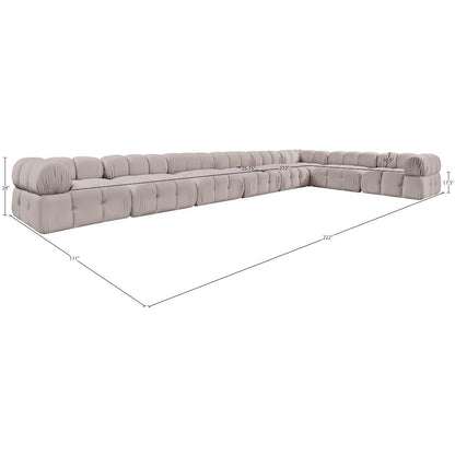 Orin Beige Velvet Performance Fabric Upholstered 8 pc. Sectional