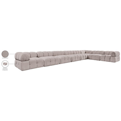 Orin Beige Velvet Performance Fabric Upholstered 8 pc. Sectional