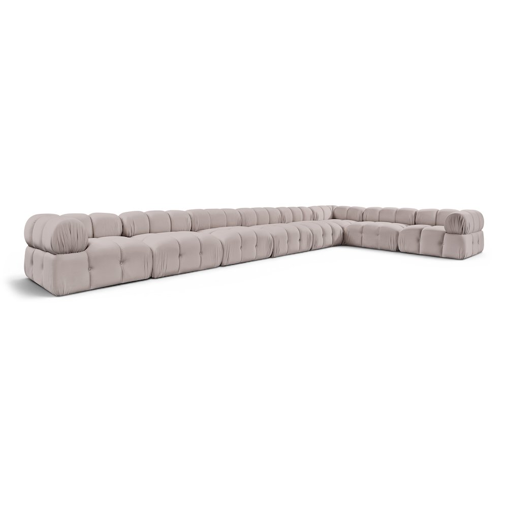 Orin Beige Velvet Performance Fabric Upholstered 8 pc. Sectional
