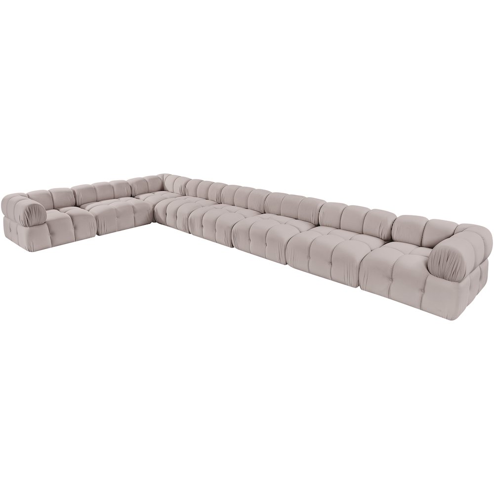 Orin Beige Velvet Performance Fabric Upholstered 8 pc. Sectional