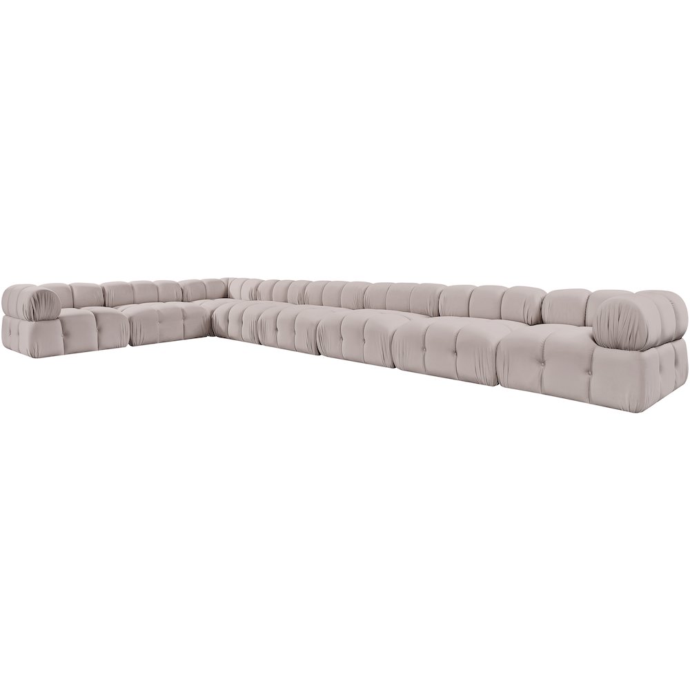 Orin Beige Velvet Performance Fabric Upholstered 8 pc. Sectional