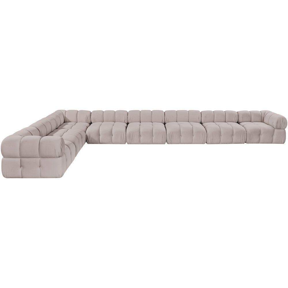 Orin Beige Velvet Performance Fabric Upholstered 8 pc. Sectional