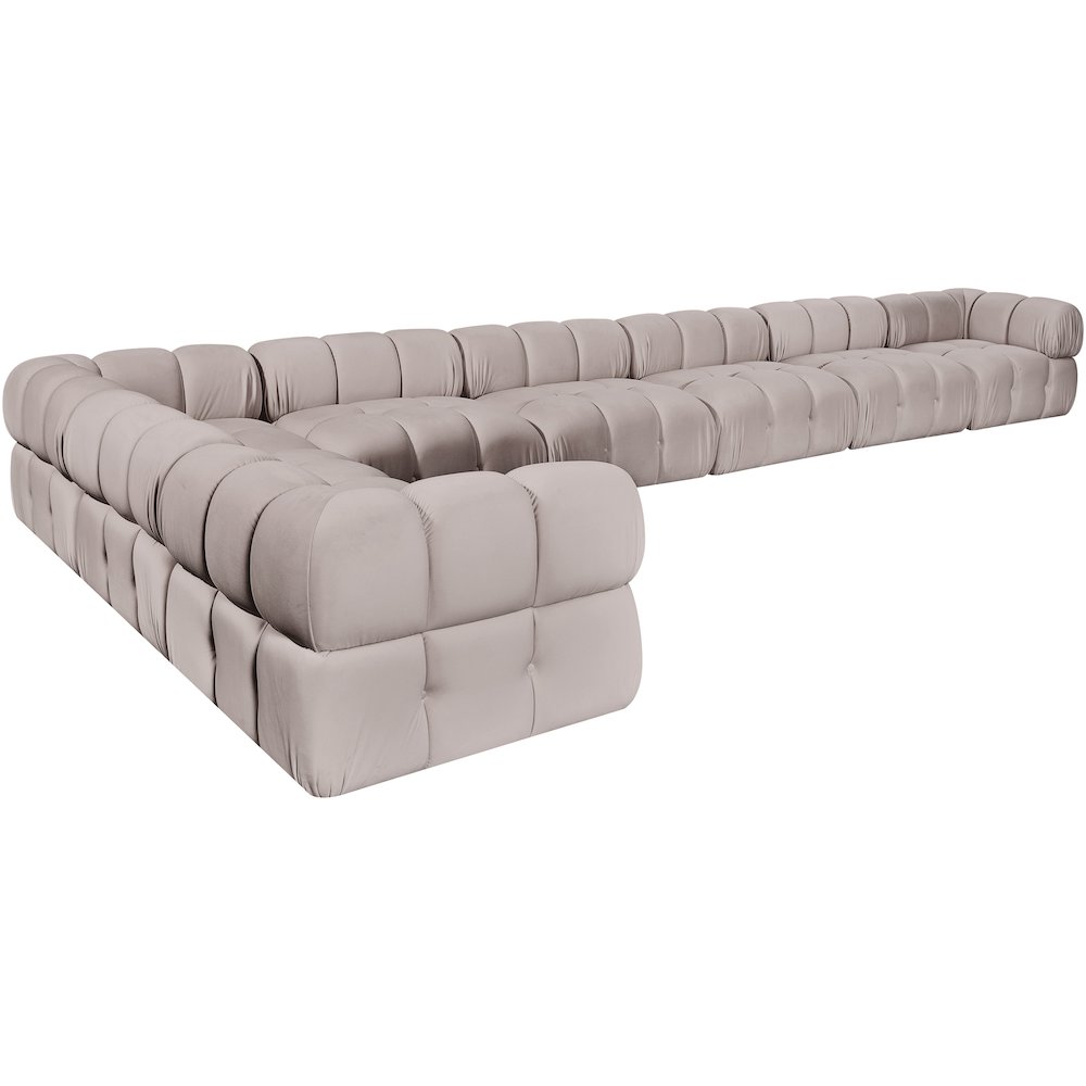 Orin Beige Velvet Performance Fabric Upholstered 8 pc. Sectional
