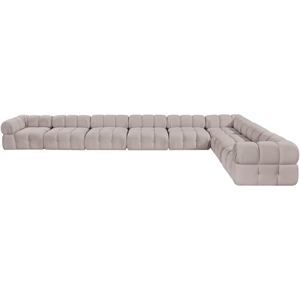 Orin Beige Velvet Performance Fabric Upholstered 8 pc. Sectional