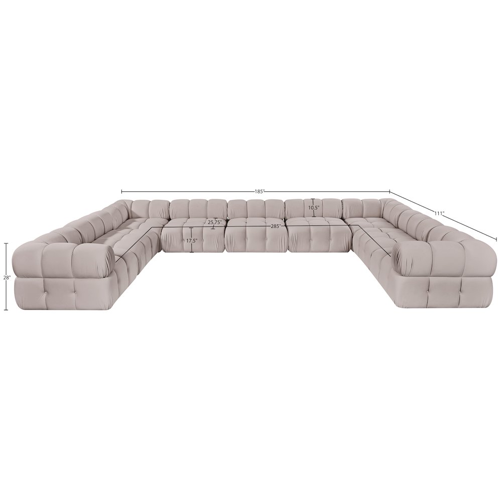 Orin Beige Velvet Performance Fabric Upholstered 9 pc. Sectional