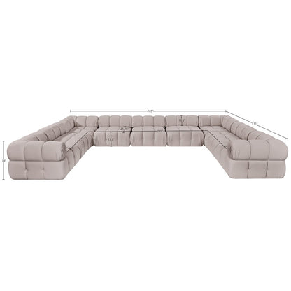 Orin Beige Velvet Performance Fabric Upholstered 9 pc. Sectional