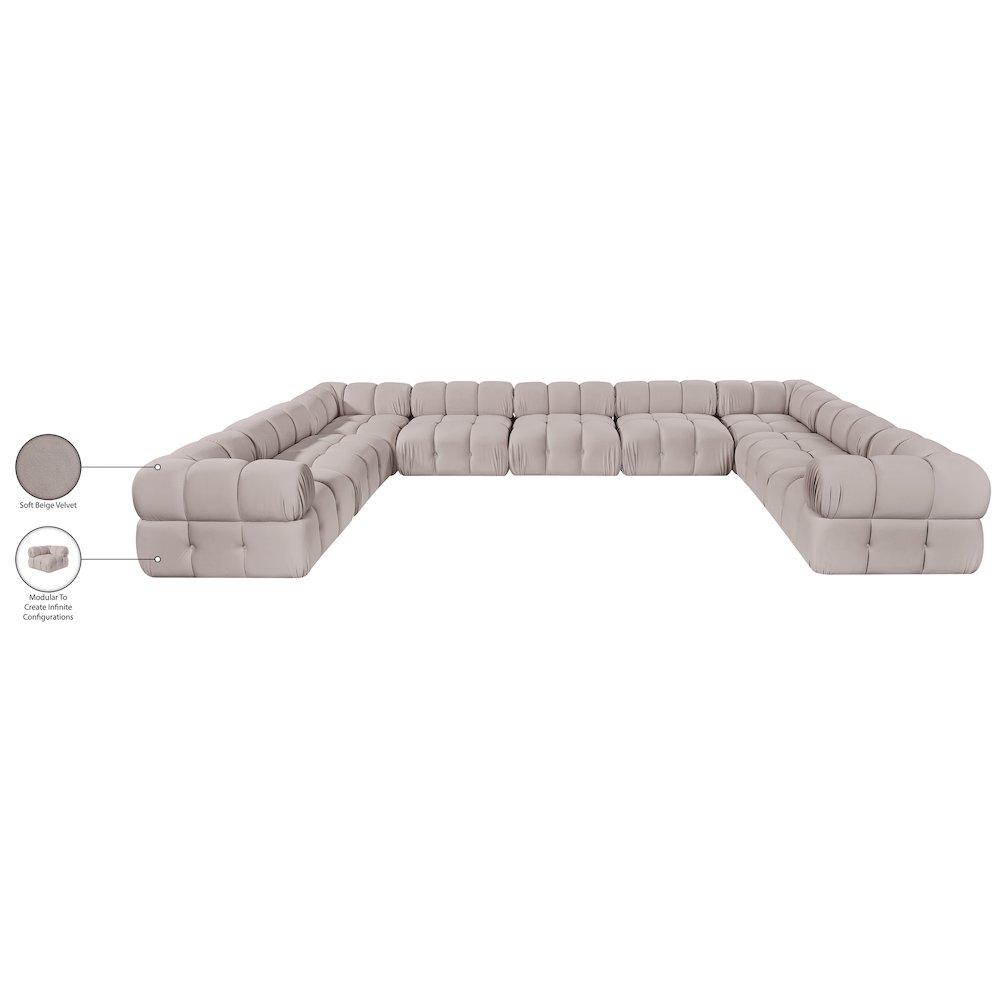 Orin Beige Velvet Performance Fabric Upholstered 9 pc. Sectional