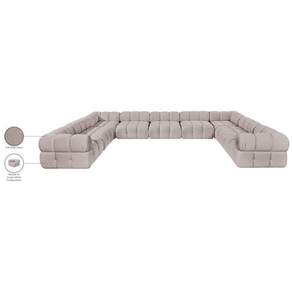 Orin Beige Velvet Performance Fabric Upholstered 9 pc. Sectional