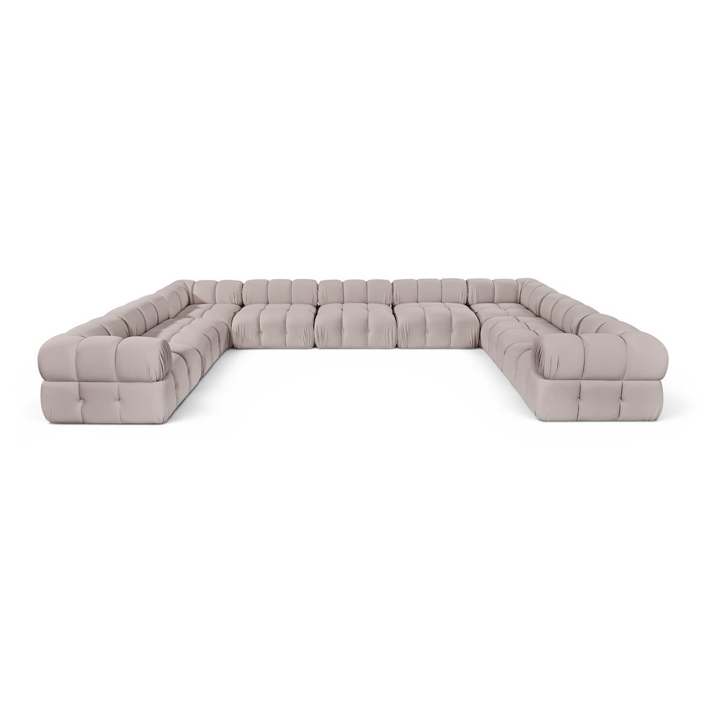 Orin Beige Velvet Performance Fabric Upholstered 9 pc. Sectional