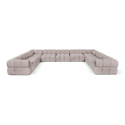 Orin Beige Velvet Performance Fabric Upholstered 9 pc. Sectional