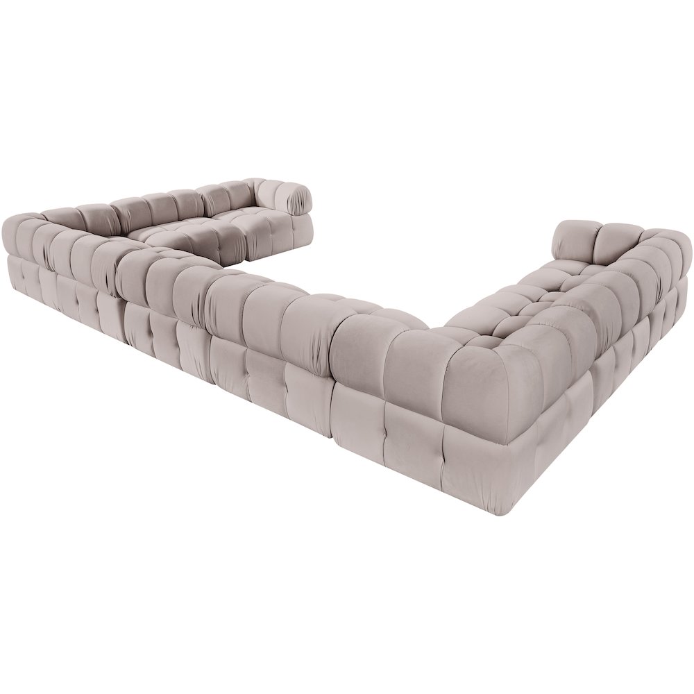 Orin Beige Velvet Performance Fabric Upholstered 9 pc. Sectional