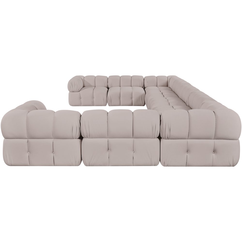 Orin Beige Velvet Performance Fabric Upholstered 9 pc. Sectional