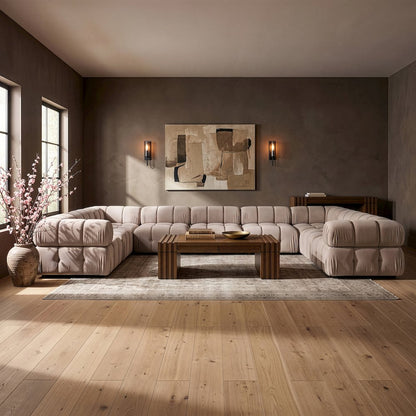 Orin Beige Velvet Performance Fabric Upholstered 9 pc. Sectional