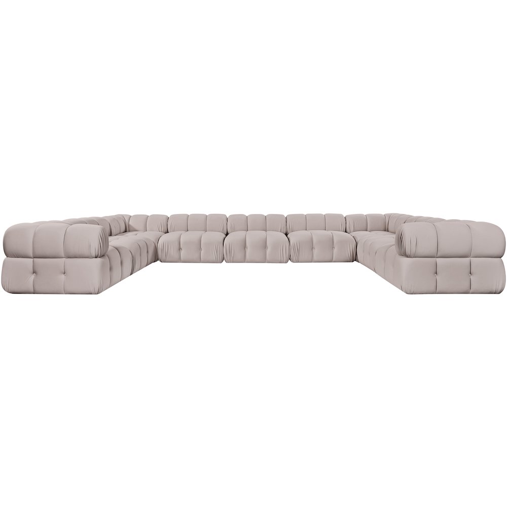 Orin Beige Velvet Performance Fabric Upholstered 9 pc. Sectional