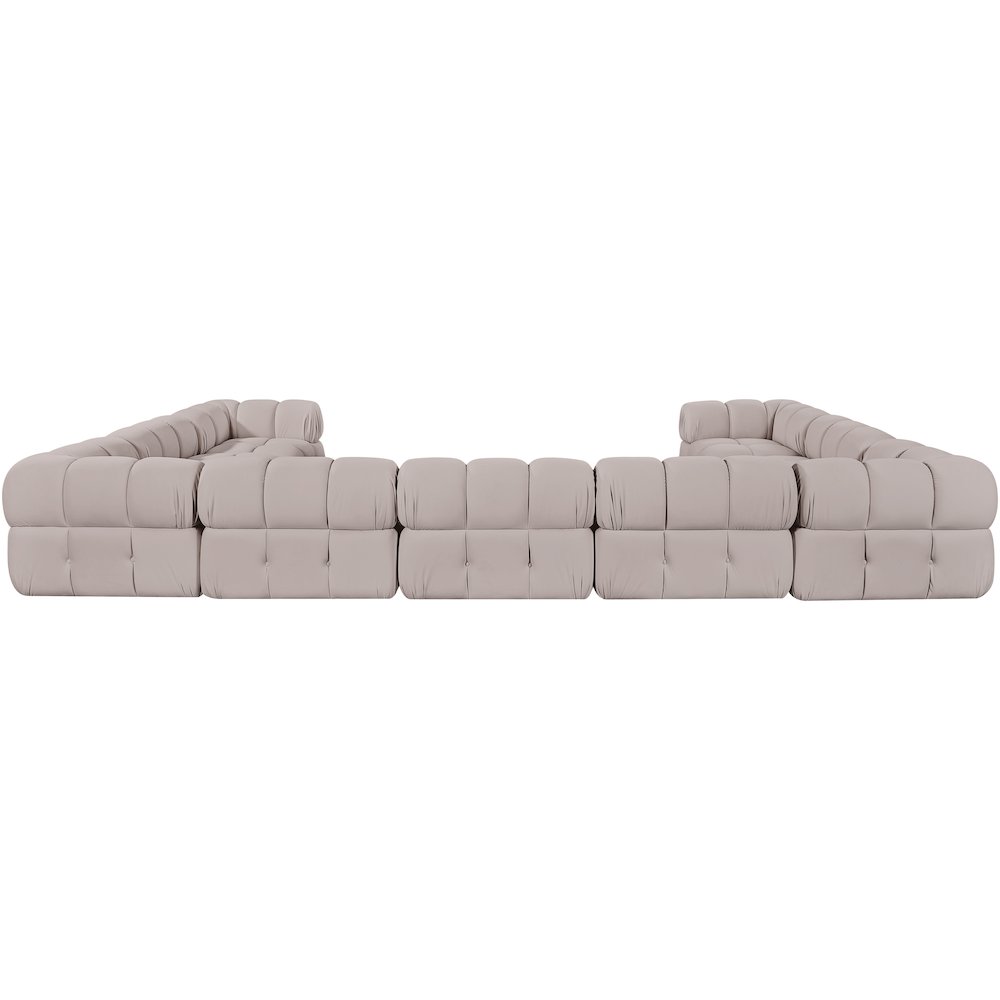 Orin Beige Velvet Performance Fabric Upholstered 9 pc. Sectional