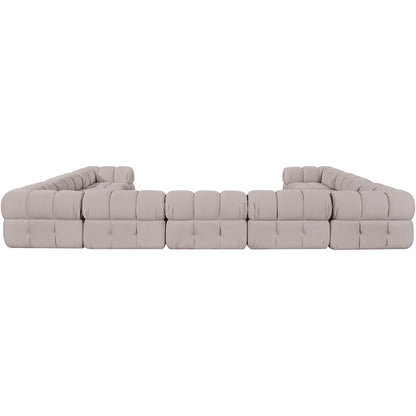 Orin Beige Velvet Performance Fabric Upholstered 9 pc. Sectional
