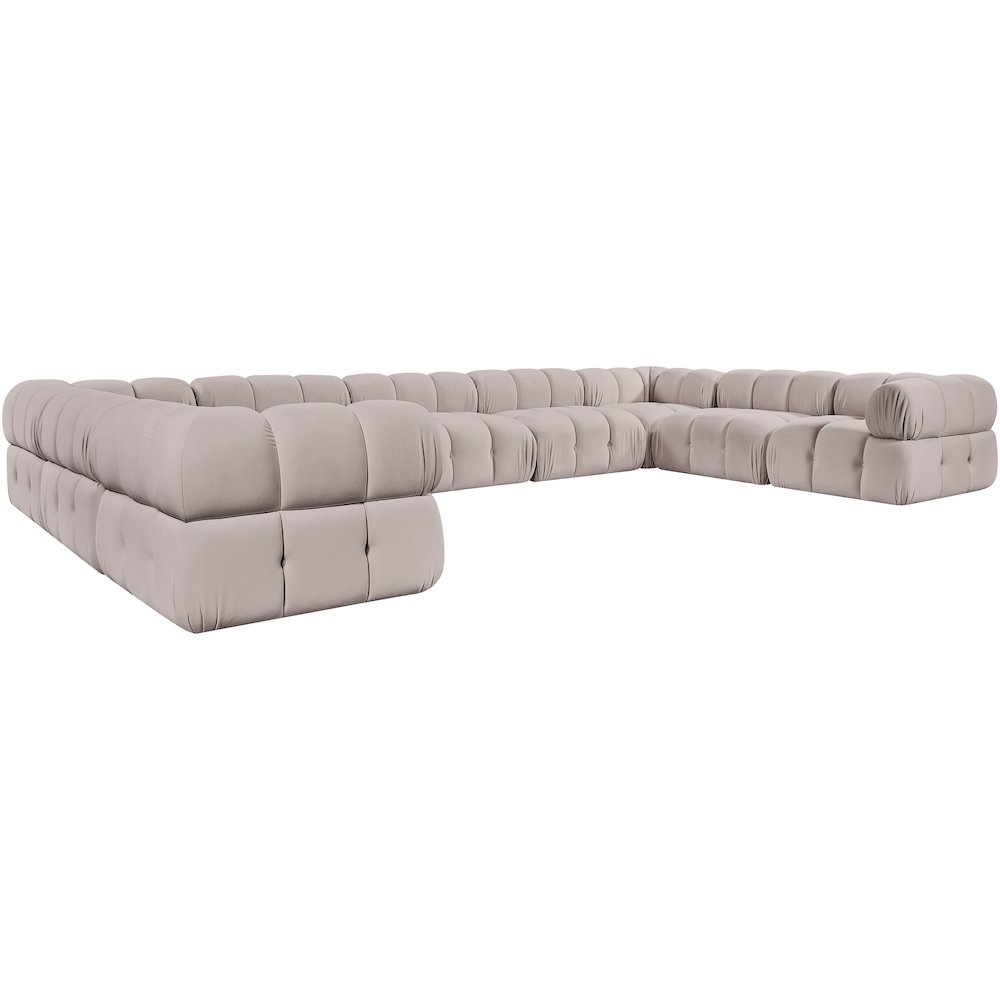 Orin Beige Velvet Performance Fabric Upholstered 9 pc. Sectional