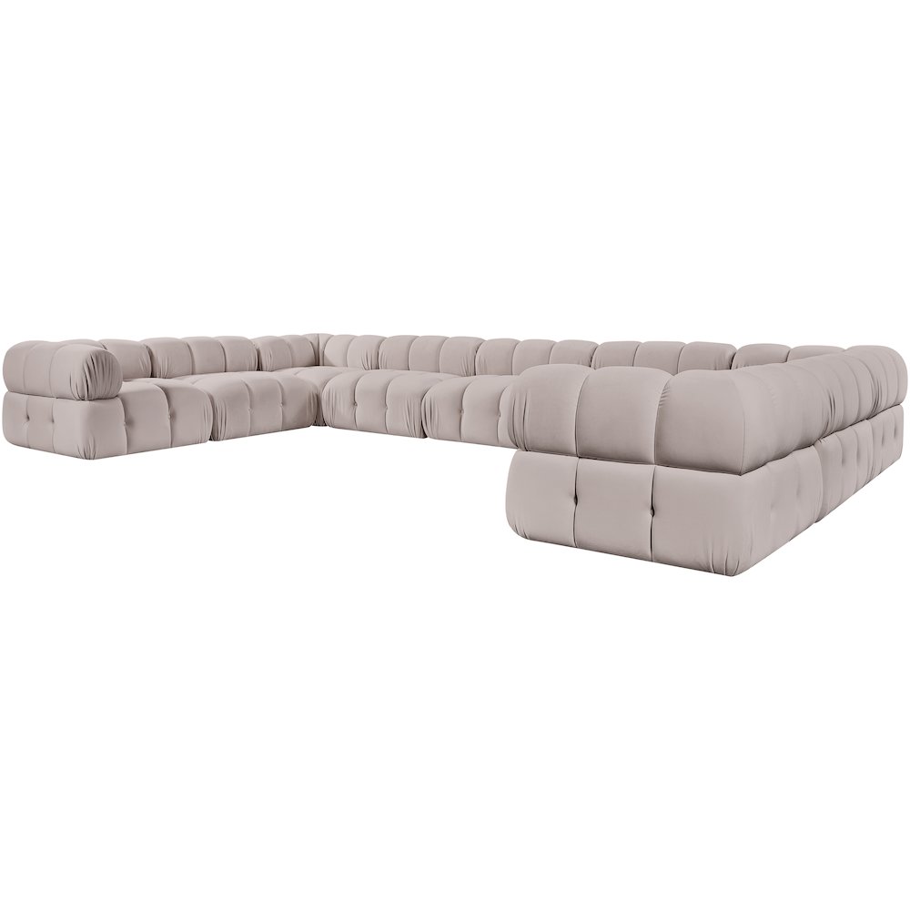 Orin Beige Velvet Performance Fabric Upholstered 9 pc. Sectional