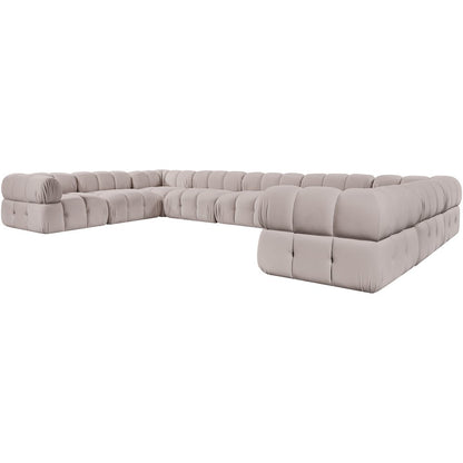 Orin Beige Velvet Performance Fabric Upholstered 9 pc. Sectional