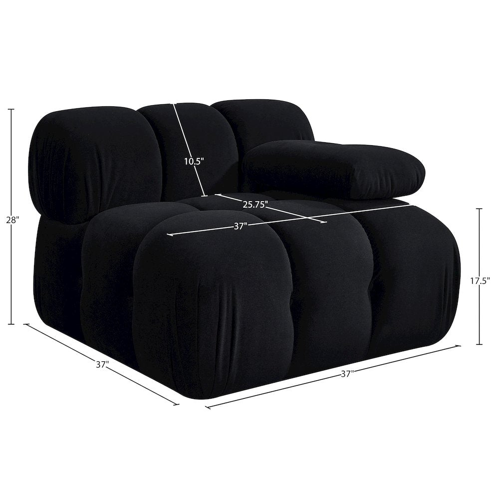 Orin Black Velvet Performance Fabric Upholstered Modular Chair
