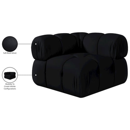 Orin Black Velvet Performance Fabric Upholstered Modular Corner Chair