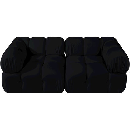 Orin Black Velvet Performance Fabric Upholstered 2 pc. Modular Sofa
