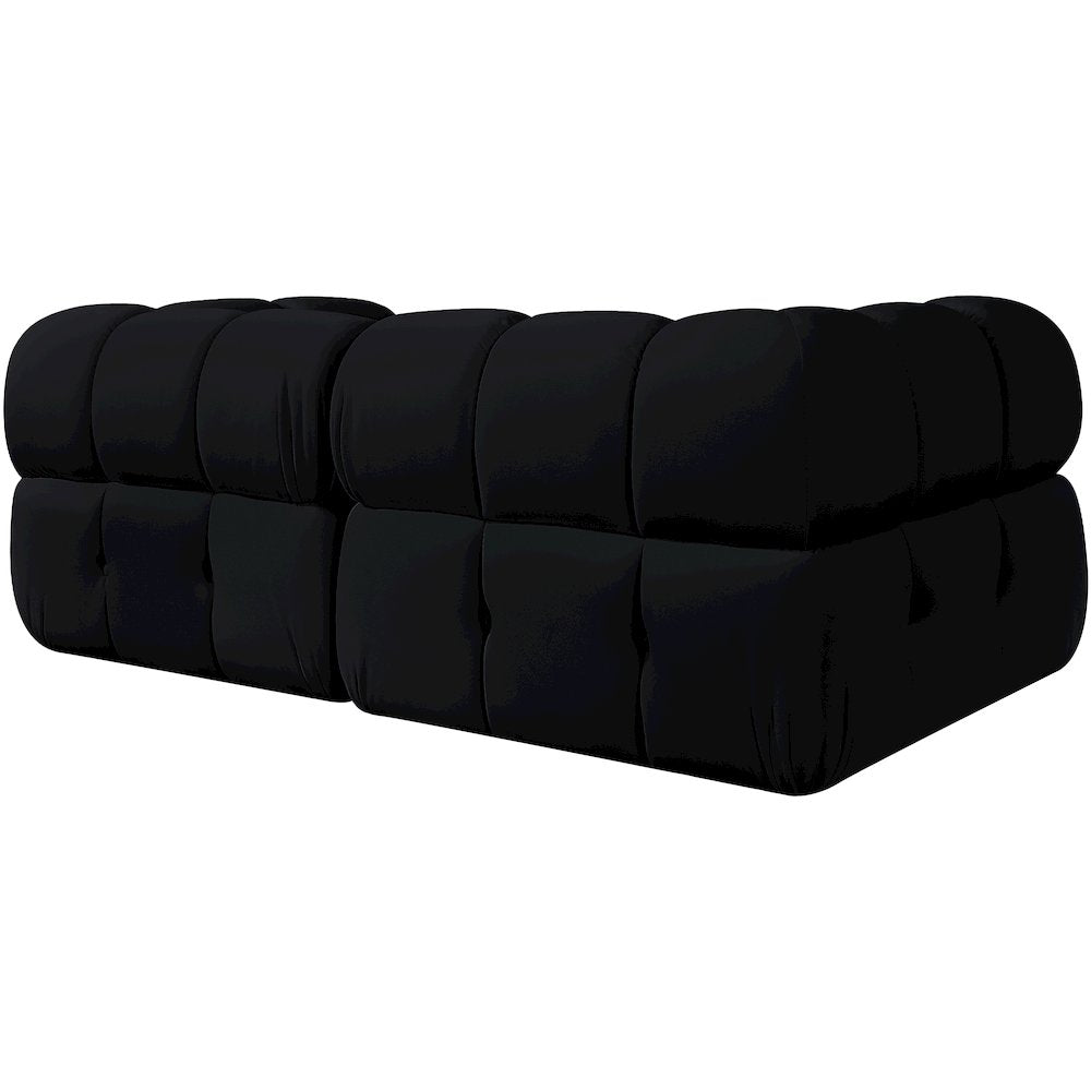 Orin Black Velvet Performance Fabric Upholstered 2 pc. Modular Sofa
