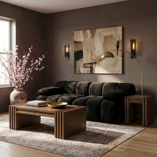 Orin Black Velvet Performance Fabric Upholstered 2 pc. Modular Sofa