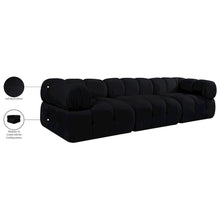 Orin Black Velvet Performance Fabric Upholstered 3 pc. Modular Sofa
