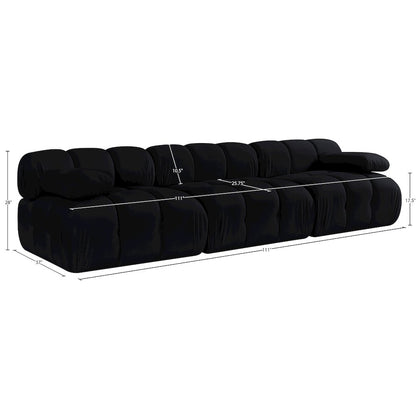 Orin Black Velvet Performance Fabric Upholstered 3 pc. Modular Sofa