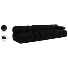 Orin Black Velvet Performance Fabric Upholstered 3 pc. Modular Sofa