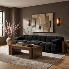Orin Black Velvet Performance Fabric Upholstered 3 pc. Modular Sofa