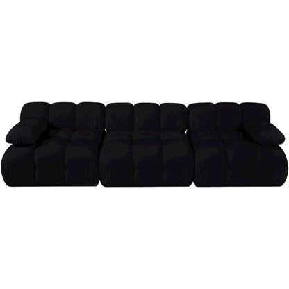 Orin Black Velvet Performance Fabric Upholstered 3 pc. Modular Sofa