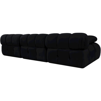 Orin Black Velvet Performance Fabric Upholstered 3 pc. Modular Sofa