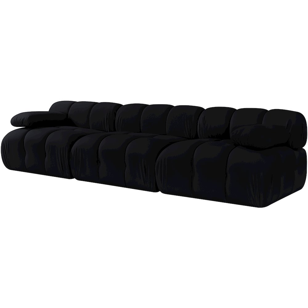 Orin Black Velvet Performance Fabric Upholstered 3 pc. Modular Sofa