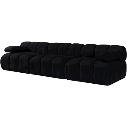 Orin Black Velvet Performance Fabric Upholstered 3 pc. Modular Sofa