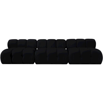 Orin Black Velvet Performance Fabric Upholstered 3 pc. Modular Sofa