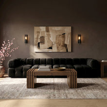 Orin Black Velvet Performance Fabric Upholstered 4 pc. Modular Sofa
