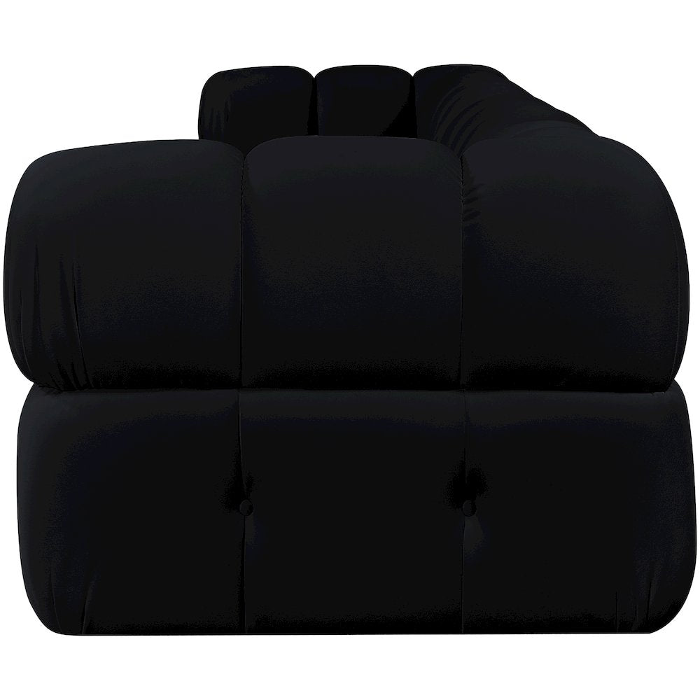 Orin Black Velvet Performance Fabric Upholstered 4 pc. Modular Sofa