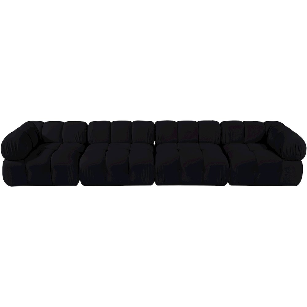 Orin Black Velvet Performance Fabric Upholstered 4 pc. Modular Sofa