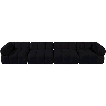 Orin Black Velvet Performance Fabric Upholstered 4 pc. Modular Sofa