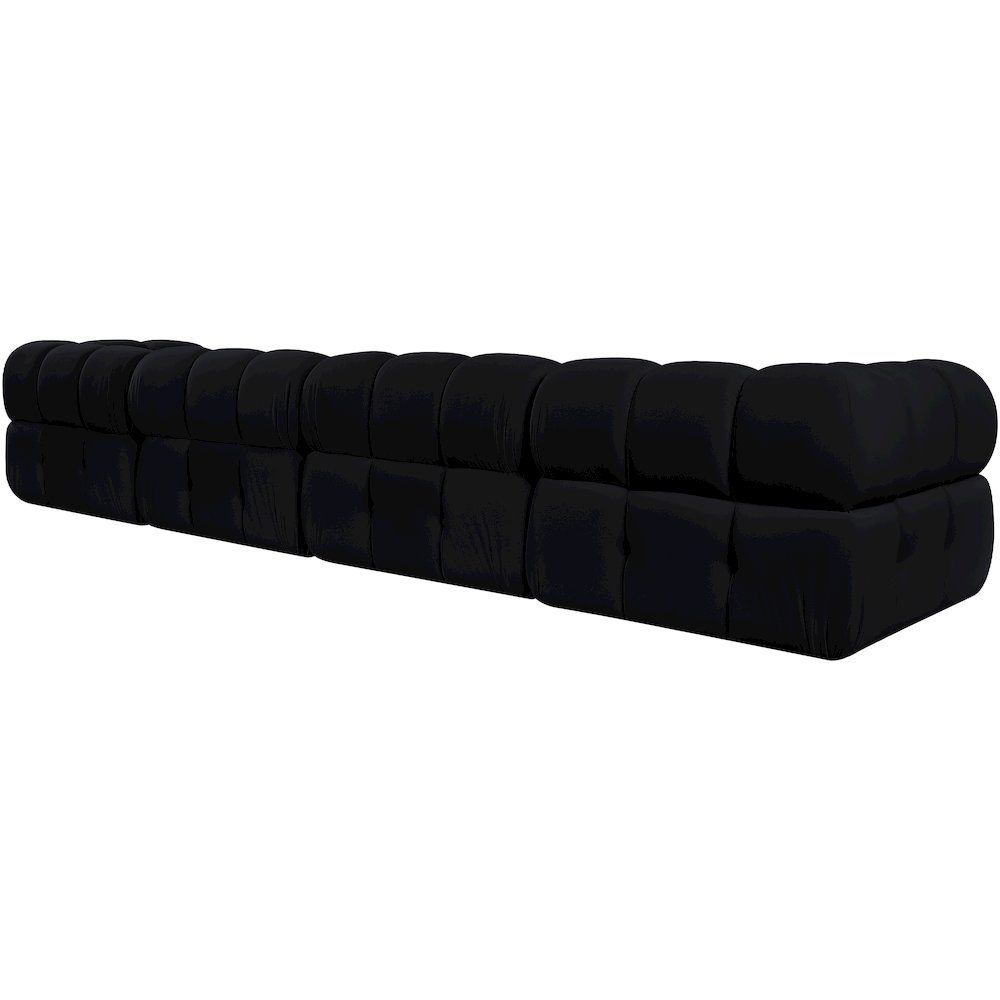 Orin Black Velvet Performance Fabric Upholstered 4 pc. Modular Sofa