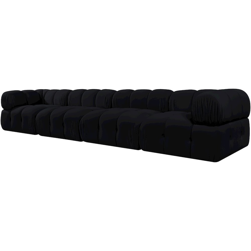 Orin Black Velvet Performance Fabric Upholstered 4 pc. Modular Sofa