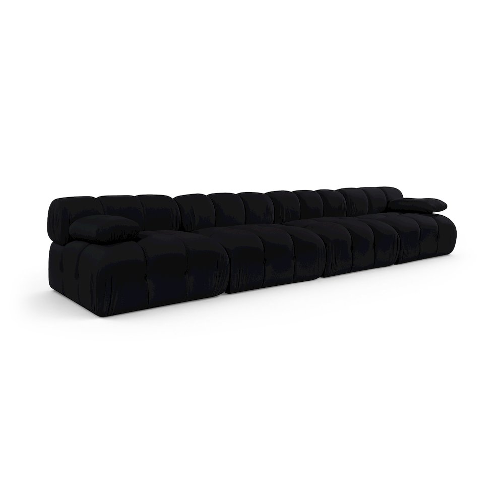 Orin Black Velvet Performance Fabric Upholstered 4 pc. Modular Sofa