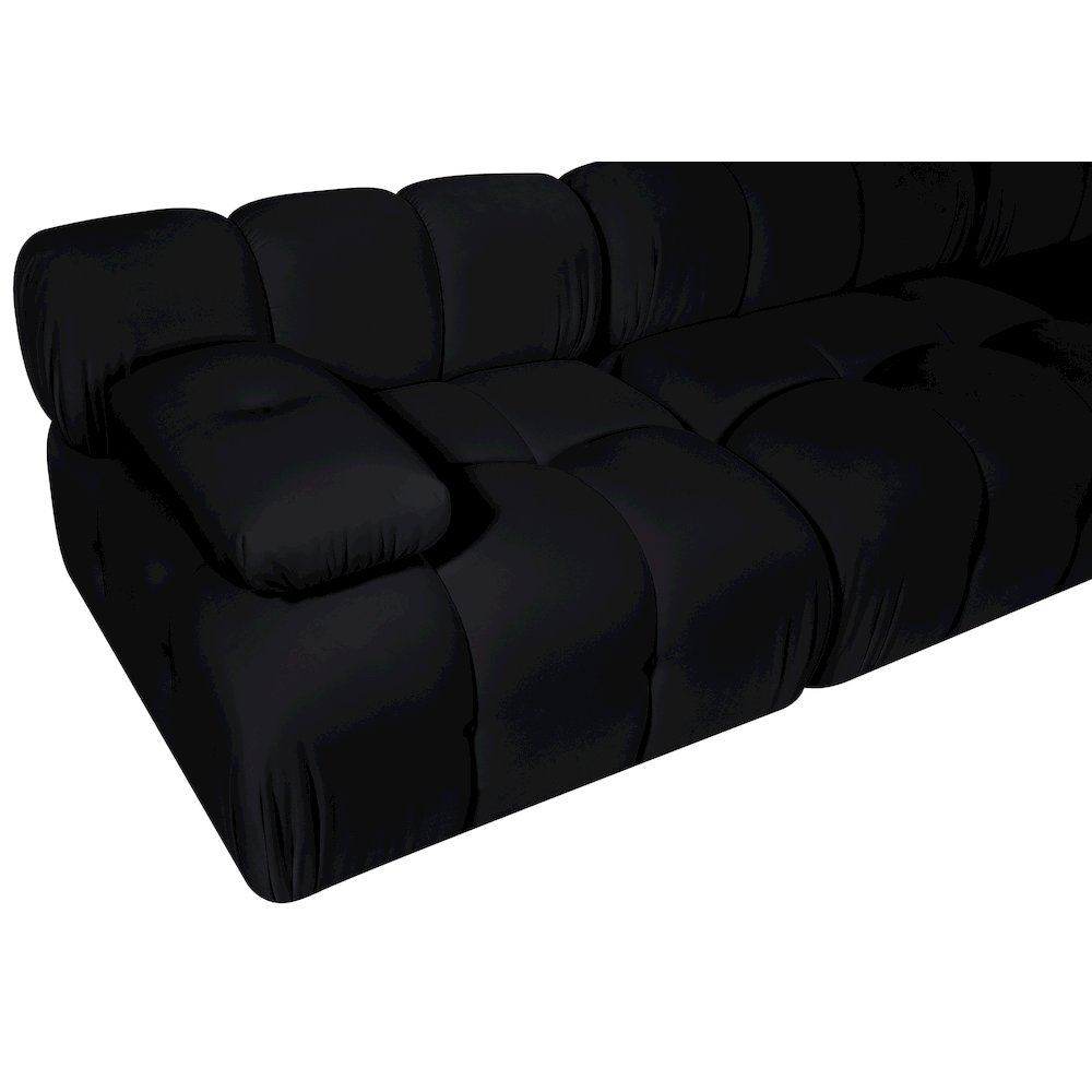 Orin Black Velvet Performance Fabric Upholstered 4 pc. Modular Sofa