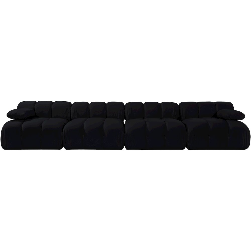 Orin Black Velvet Performance Fabric Upholstered 4 pc. Modular Sofa