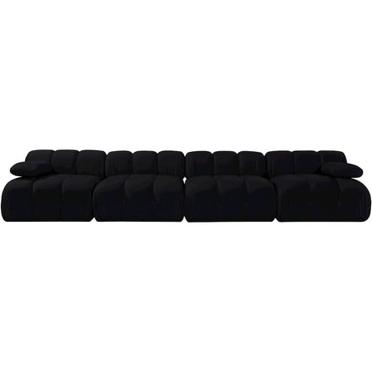 Orin Black Velvet Performance Fabric Upholstered 4 pc. Modular Sofa