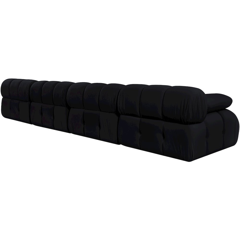 Orin Black Velvet Performance Fabric Upholstered 4 pc. Modular Sofa