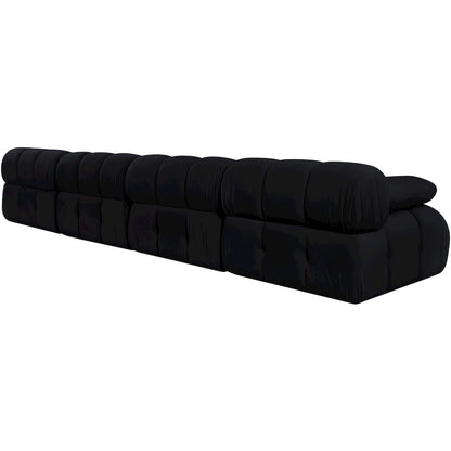 Orin Black Velvet Performance Fabric Upholstered 4 pc. Modular Sofa